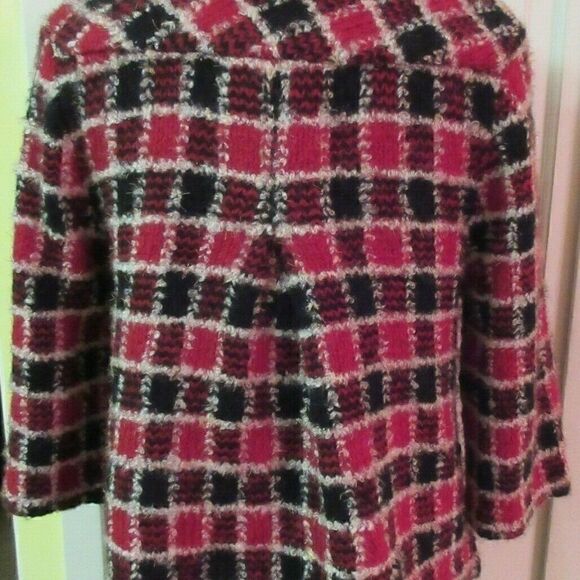Vintage plaid jacket no label red plaid sz M/L - Picture 2 of 4